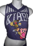 2pc set classic gamer girl graphic backless crop top slit weave fringe micro mini skirt reworked t shirt EZ DUZIT