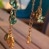 Stainless Steel gold toned Pretty little baby blue Flower Necklace