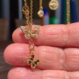 Stainless Steel gold plated rhinestone butterfly Flutterbye Necklace