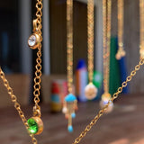 Stainless Steel gold plated DIVINELY GUIDED rhinestone compass necklace
