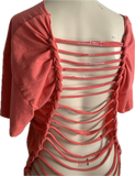 Detroit Power American Classic backless hotbeod shredded slit weave tshirt one size fits most