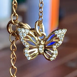 Stainless Steel gold plated rhinestone butterfly Flutterbye Necklace