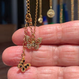Stainless Steel gold plated rhinestone butterfly Flutterbye Necklace