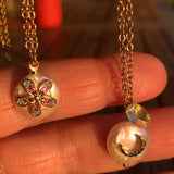 Stainless Steel gold toned cz moon coin Pearl Necklace