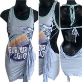 Cherry blossom backless shredded micro mini dress reworked t shirt EZ DUZIT