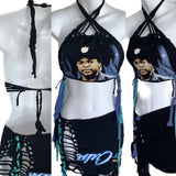 (Copy) Ride or die freak on a leash slit weave 2pc set crop top and fringe micro mini skirt shreddie reworked t shirt EZ DUZIT