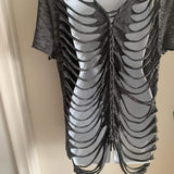 Charcoal Burnout Backless Shredded T Shirt EZ DUZIT