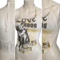 Redemption Song asymmetrical shredded cut up retro halter top t shirt