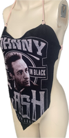 Man in black Festival Fashion shredded handkerchief style retro halter t