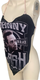 Man in black Festival Fashion shredded handkerchief style retro halter t
