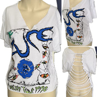 Wish Tour 92 shredded backless crop top goth band t shirt