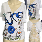 Wish Tour 92 shredded backless crop top goth band t shirt