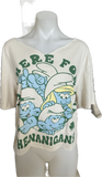Lucky st Patrick’s Day here for the shenanigans the smurfs shamrock luck of the Irish graphic holiday backless cut up woven super soft v neck t shirt crop top