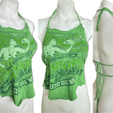 80s Festival Fashion Aerosmith deuces are wild shredded cut up retro green halter top t shirt
