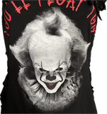 Pennywise you’ll float too IT clown Halloween costume cut up slit weave sideless Micro Mini tshirt tank dress