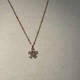 Stainless Steel gold plated clear crystal blooming flower Necklace