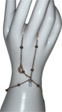 Rhinestone bedazzled crescent moon adjustable rose gold and clear AB crystal fingerbang hand chain