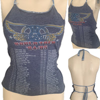80s concert Festival Fashion shredded cut up retro halter top t shirt