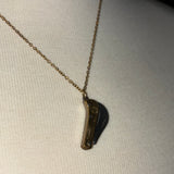 Real switch blade opens Stainless Steel gold plated Necklace with yellow rhinestone