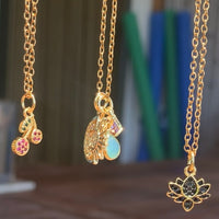 Stainless Steel gold plated double cherry rhinestone cherries Necklace