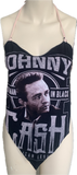 Man in black Festival Fashion shredded handkerchief style retro halter t