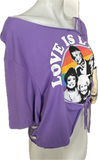 Festival Fashion love is love golden girls shredded backless retro slit weave asymmetrical cut up woven t shirt crop top