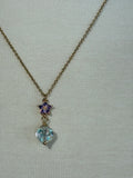Vintage Crystal and light purple rhinestone flower stainless steel necklace