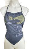Green eggs and ham Dr Seuss Backless shredded cut up halter crop tank top t shirt