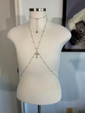Pink and silver adjustable crystal bodychain