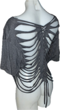 Satisfaction the Rolling Stones shredded backless slit weave cut up woven t shirt crop top