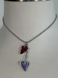 Dangling hearts silver ballchain necklace