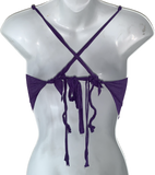 Purple sugar skull day of the dead shredded backless halter handkerchief style crop tank top cut up good sparkly graphic tshirt