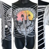 Coachella Valley California slit weave backless t shirt