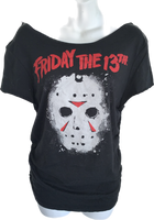 Friday the 13th lucky day slit weave shredded cut up t shirt