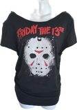Friday the 13th lucky day slit weave shredded cut up t shirt