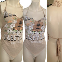 Music City Nashville Tennessee backless overly shredded bikini halter top
