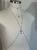 Pink and silver adjustable crystal bodychain
