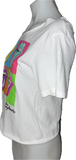 Festival Fashion The Rolling Stones shredded backless retro slit weave v back cut woven t shirt crop top