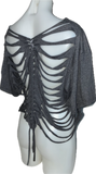 Satisfaction the Rolling Stones shredded backless slit weave cut up woven t shirt crop top