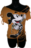 Halloween cartoon skeleton costume mouse in the house overly shredded slit weave backless t shirt