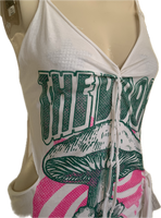 Riders on the storm Fringe cut up backless Micro Mini tshirt dress
