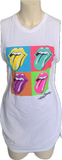 Start Me Up backless white Micro Mini cut up slit weave band t shirt dress