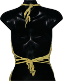 Iggy Pop punk rock slitweave fringe backless halter micro mini