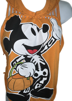 Halloween cartoon skeleton costume mouse in the house shredded slit weave muscle tee t shirt tank