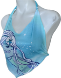 Mermaid mermaidcore shredded cut up tshirt handkerchief style retro halter top