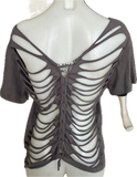 On the road again Willie Nelson cut woven backless finger crochet slitweave t shirt