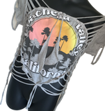 Coachella Valley California slit weave backless t shirt