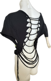 Today was a good day Ice Cube backless shredded slit weave v neck tshirt crop top