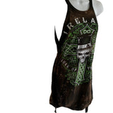 Bleached Ireland Celtic cross St Paddy’s day shredded slit weave micro mini dress