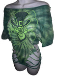 Kiss me I’m Irish green is the theme lucky Backless Shredded St Patrick’s Day leprechaun party costume tie dye upcycled holiday T Shirt